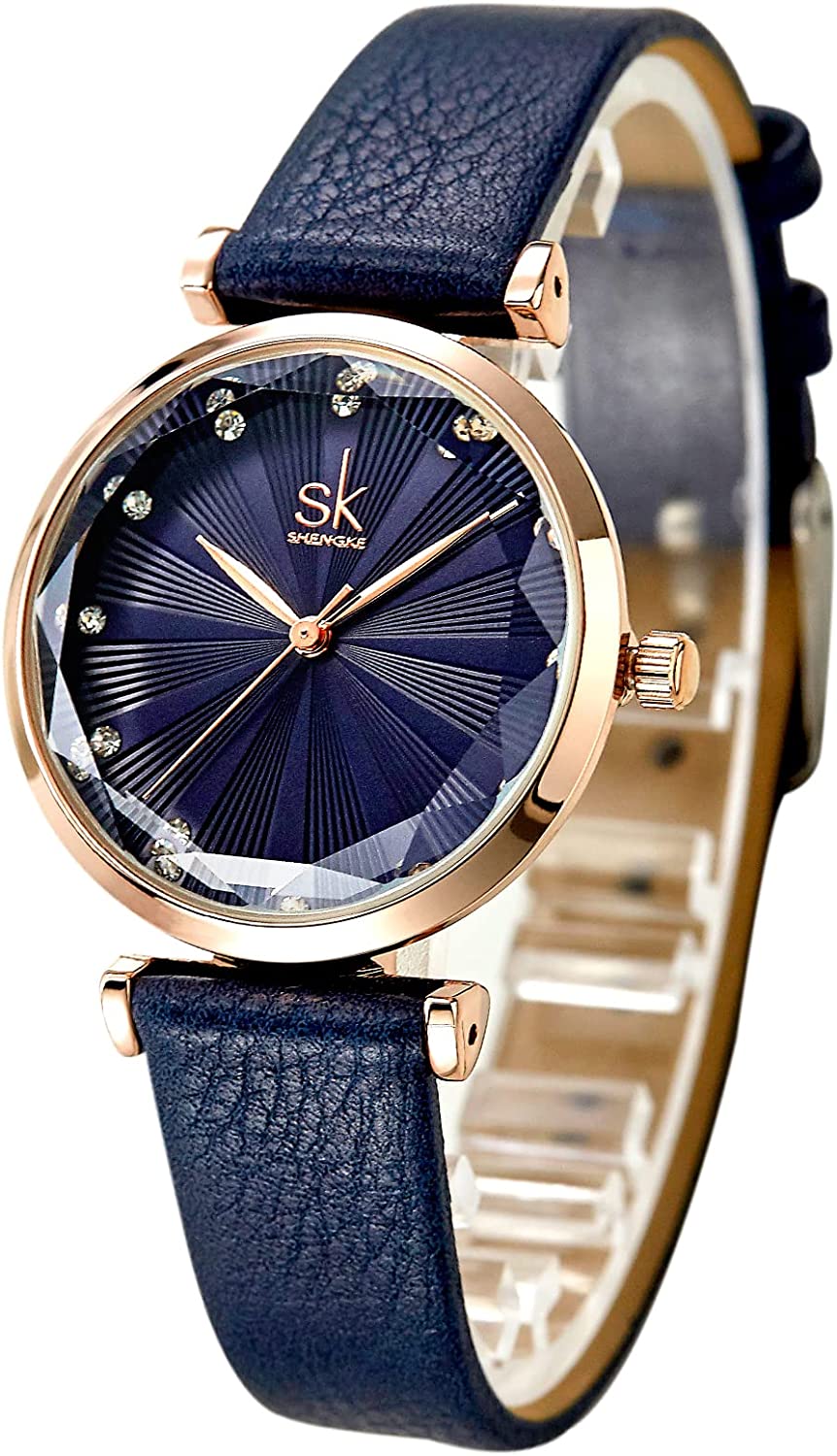 230816063231488_1 SHENGKE Watches for Women Wrist for Women Quartz Leather Strap Minimalist Formal Casual Women Watch Waterproof Black Ladies Watches with Gift Box - Image 1